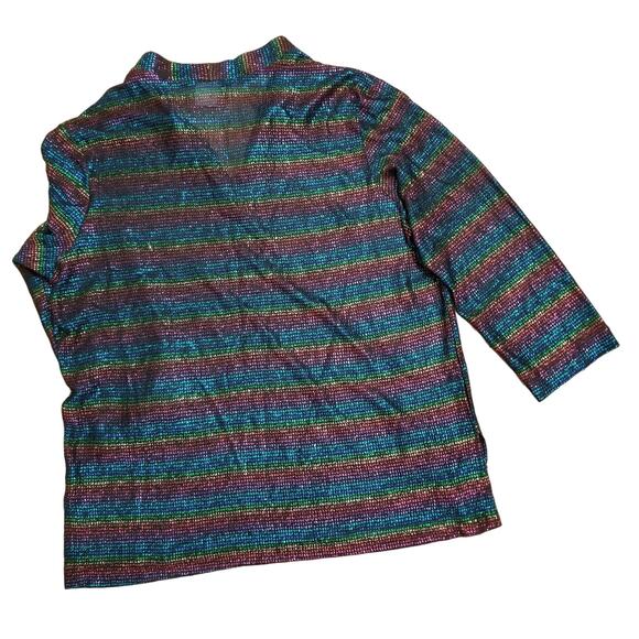 Barry Ashley Women's Glitter Pullover V-Neck Lng Slv Top See Measurements for Sz - Picture 2 of 8